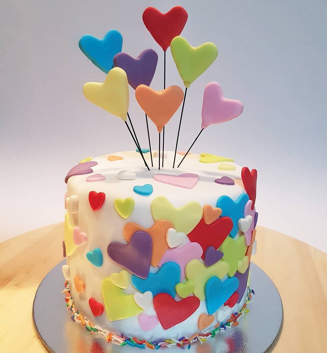 Confetti Rainbow Hearts Cake