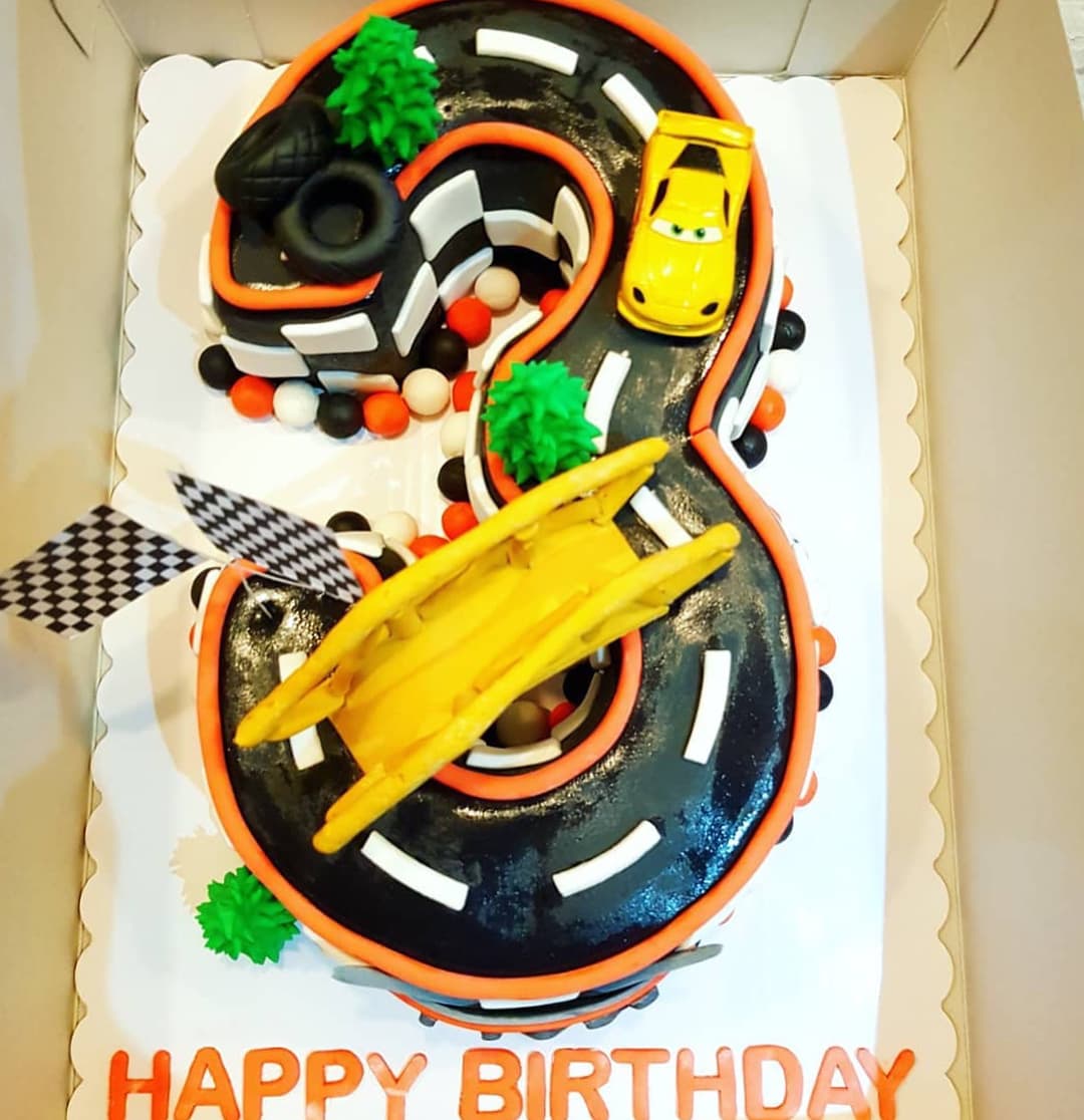 Lightning McQueen Number Cake