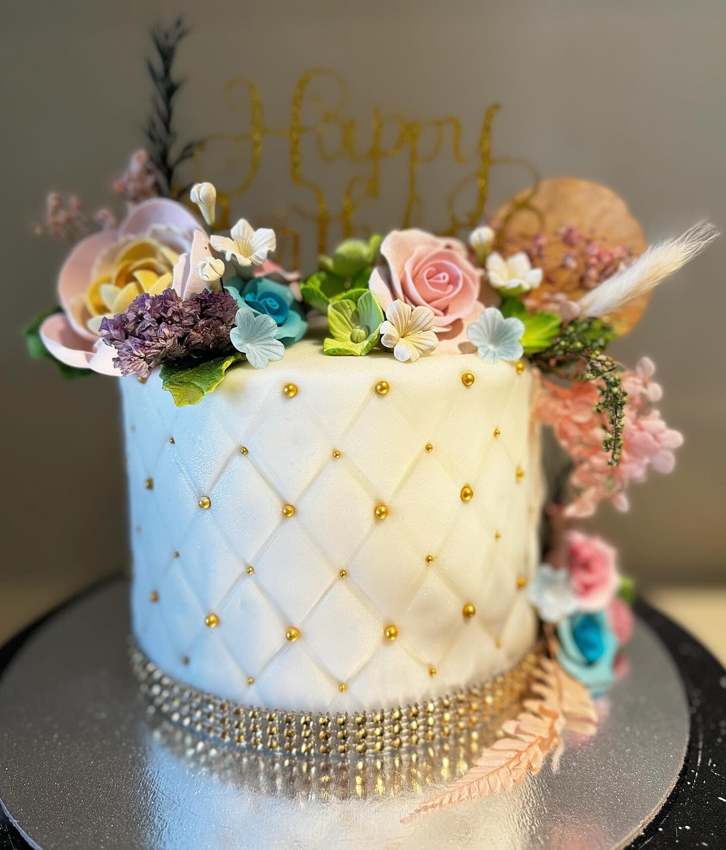Quilted Floral Cake